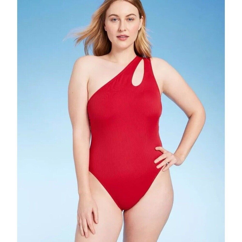 Shade & Shore Women's One Shoulder One Piece Swimsuit Cut Out Bathing Suit
